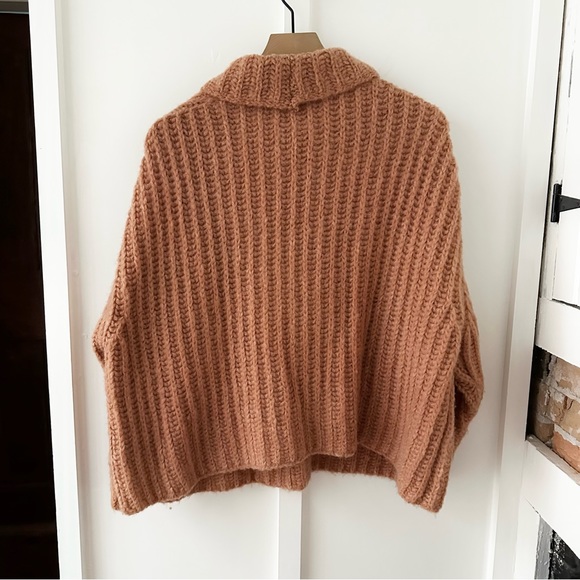 FREE PEOPLE orange Fluffy Fox oversized chunky high neck sweater - Picture 7 of 9